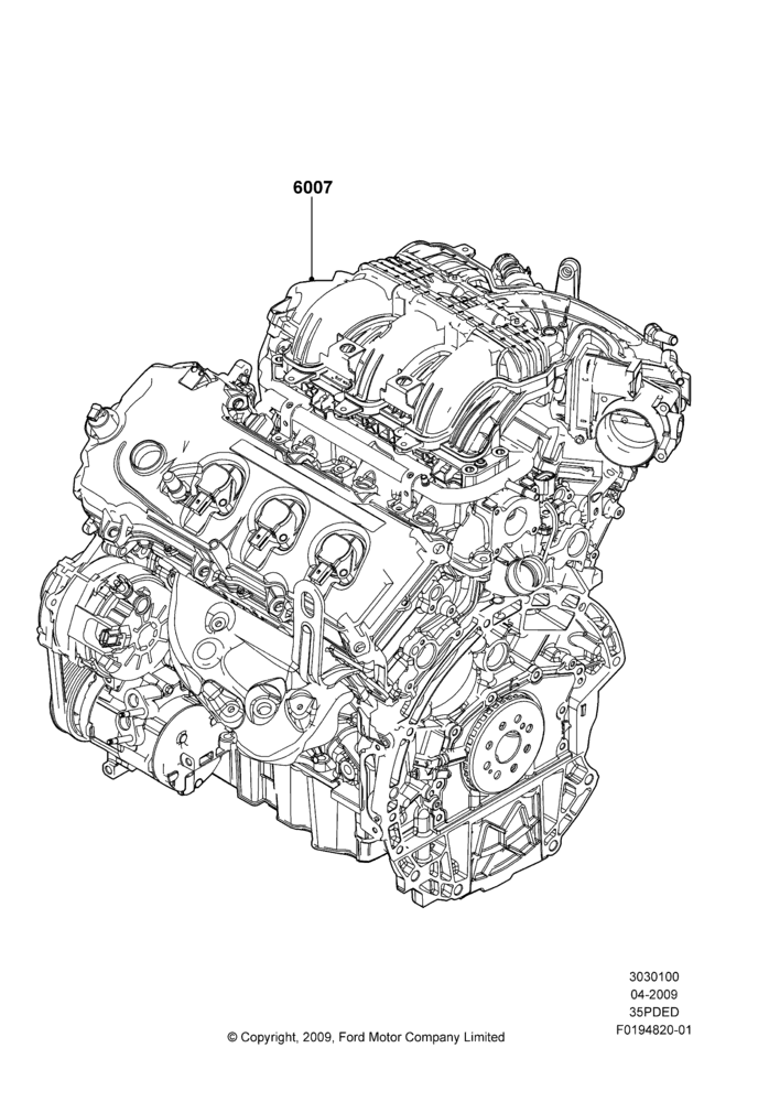 00B - Engine Assy Fully Dressed, 3.5L 4V DOHC VCT SMPI V6 Gas; 15/JUN/2009-06/FEB/2012
