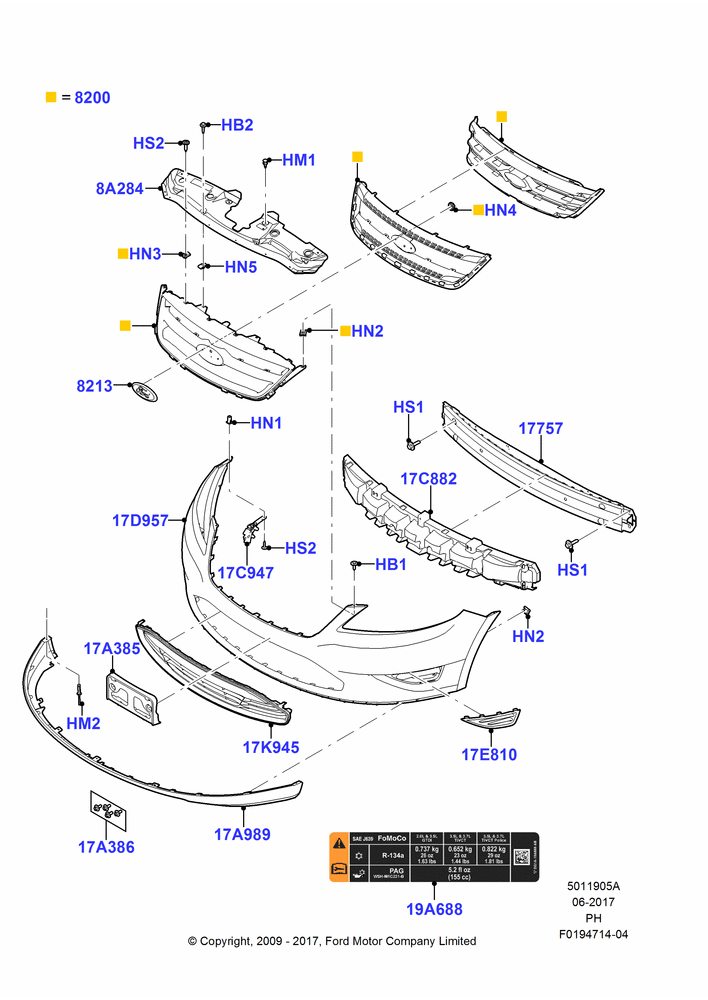 05A - Radiator Grille and Front Bumper, SE Version; 15/JUN/2009-06/FEB/2012
