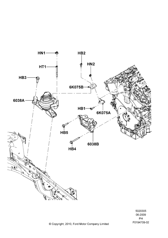 05A - Engine Mounting, 3.5L 4V DOHC VCT SMPI V6 Gas; 15/JUN/2009-06/FEB/2012