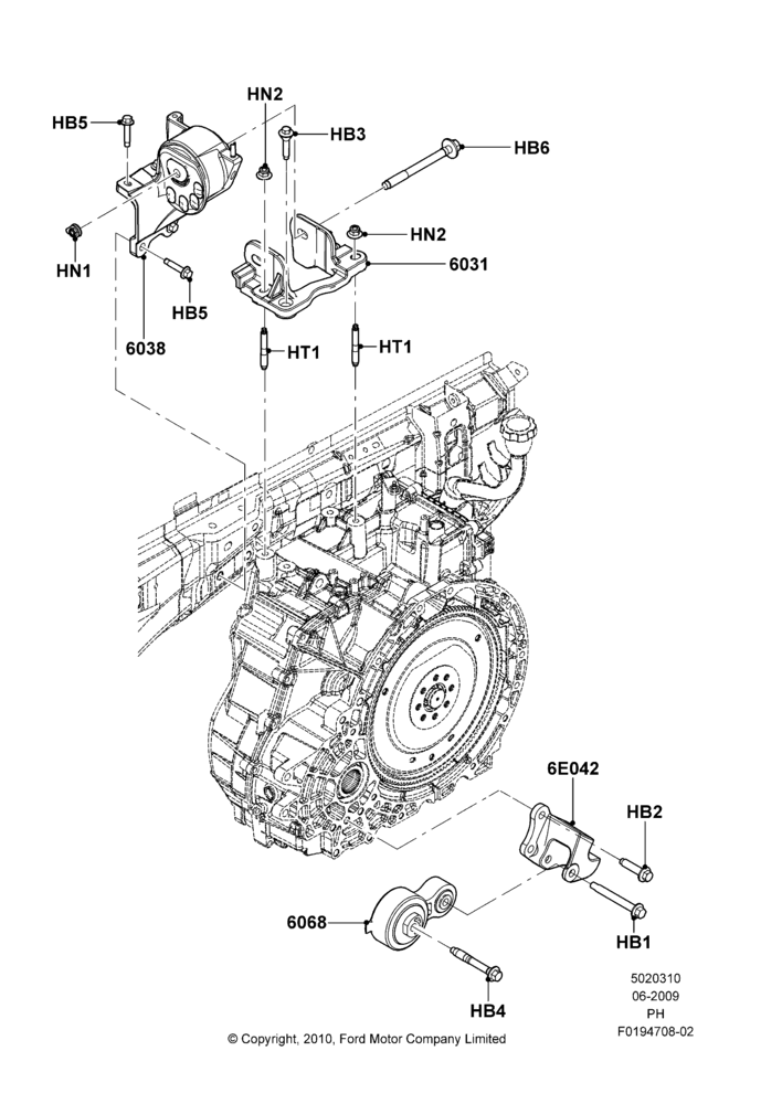 10A - Transmission Mounting, 3.5L 4V DOHC VCT SMPI V6 Gas; 15/JUN/2009-06/FEB/2012