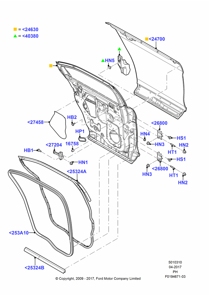 10 - Rear Doors, Hinges & Weatherstrips; 15/JUN/2009-01/MAR/2019