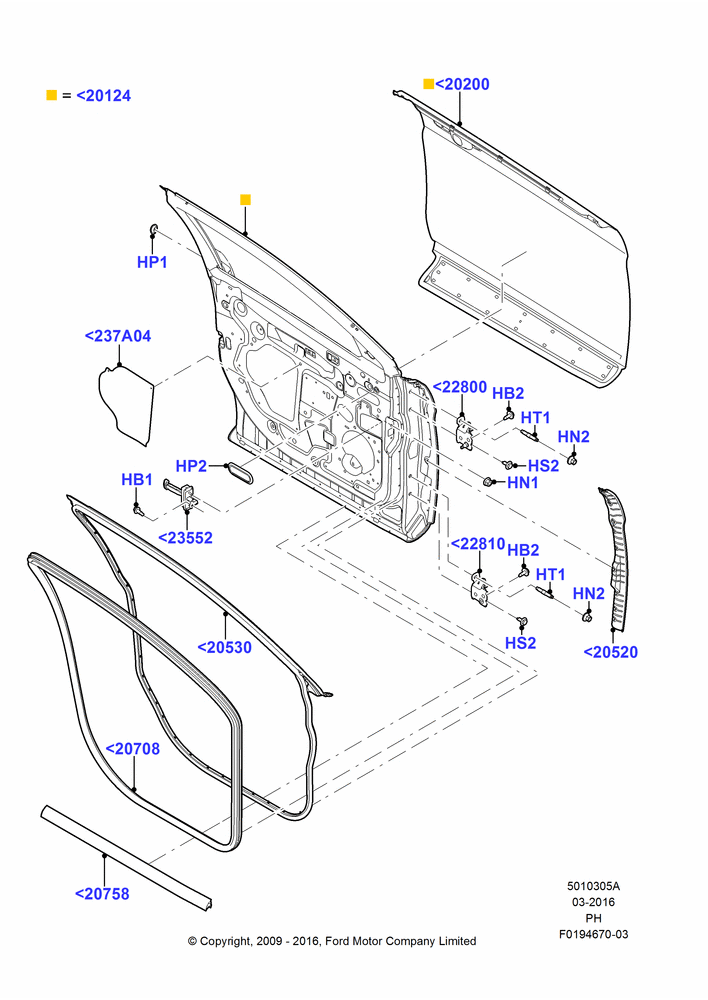 05A - Front Doors, Hinges & Weatherstrips, (-) Police Version; 15/JUN/2009-01/MAR/2019