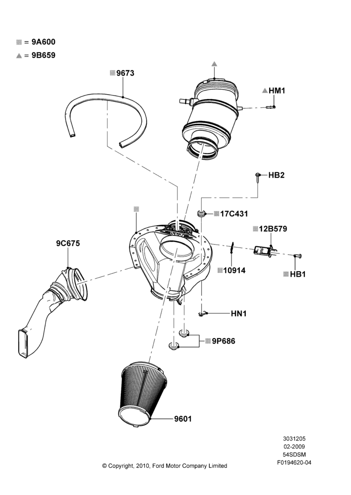 05C - Air Cleaner, 5.4L 4V DOHC EFI S/C ALUM V8 G; 26/FEB/2009-30/APR/2012
