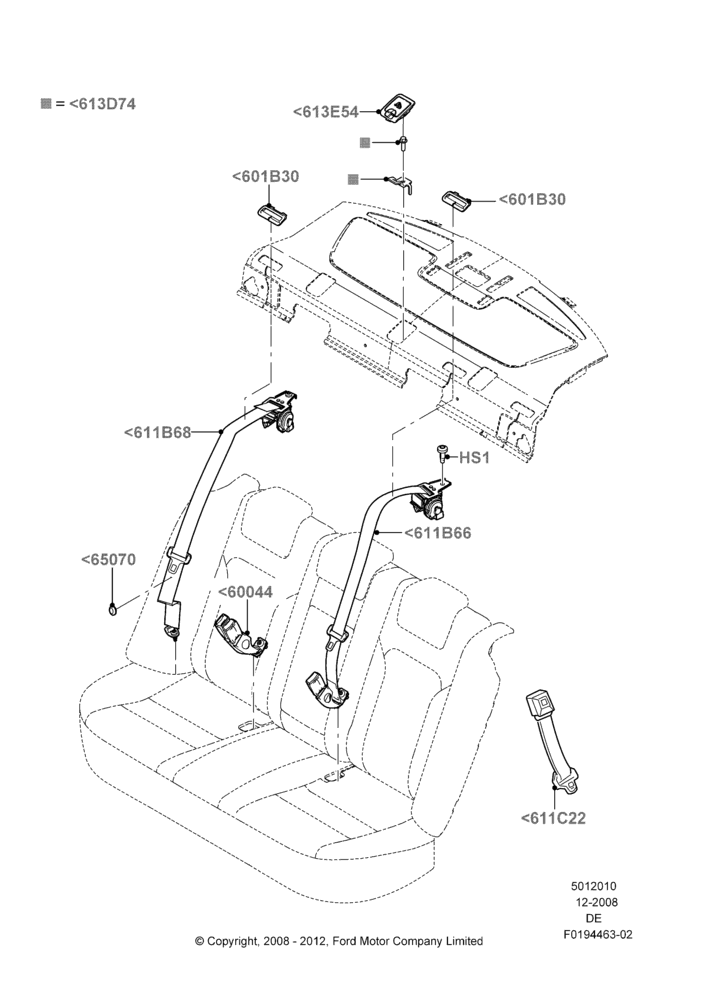 10D - Rear Seat Belts, Lincoln Division Derivative; 04/FEB/2009-29/JUL/2012