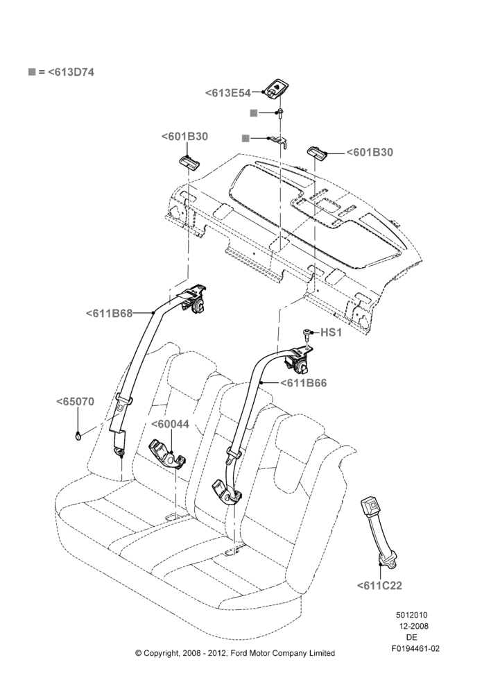 10B - Rear Seat Belts, Ford Division Derivative; 04/FEB/2009-29/JUL/2012
