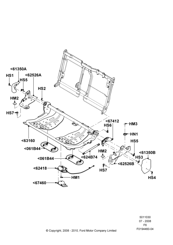 30E - Rear Seat Base, Crew Cab, 60% Seat, LH; 18/AUG/2008-23/DEC/2014