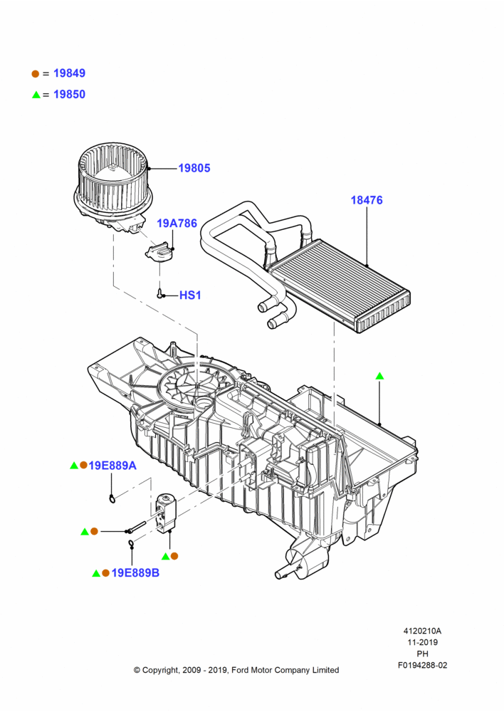 10A - Heater/Air Cond.Internal Components, Manual Air Conditioning; 15/JUN/2009-01/MAR/2019