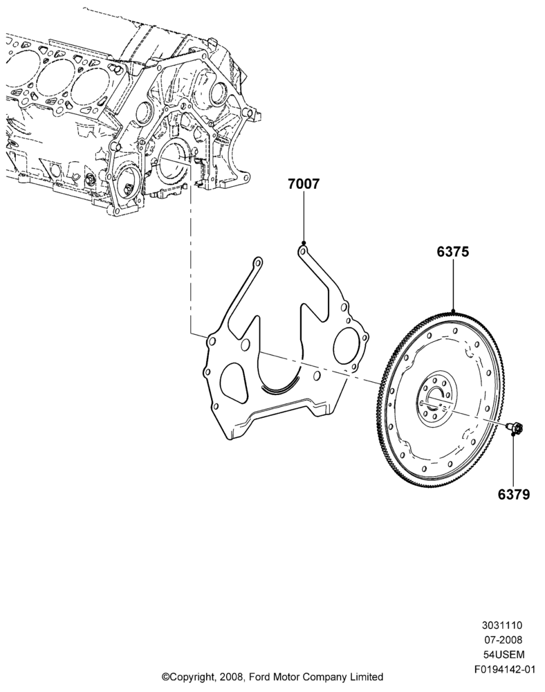 10G - Flywheel, 5.4L 3V V8; 15/SEP/2008-11/AUG/2014