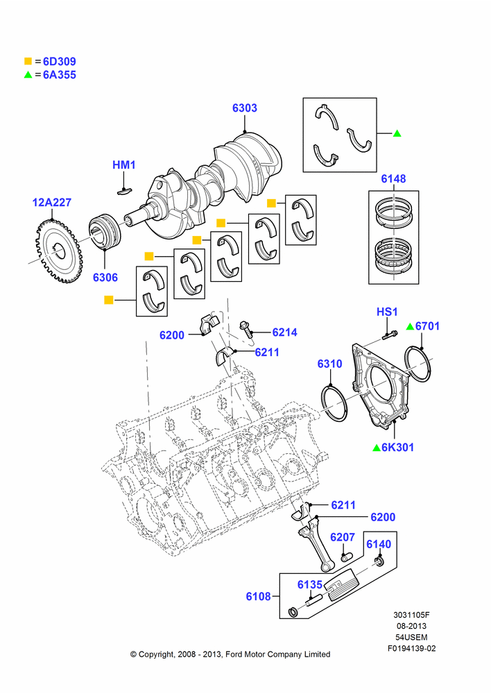 05F - Crankshaft/Pistons and Bearings, 5.4L 3V V8; 15/SEP/2008-11/AUG/2014