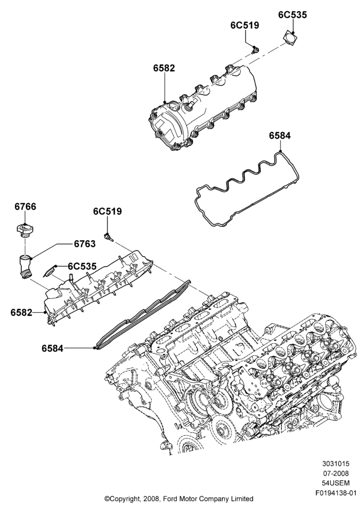 15G - Cylinder Head Cover, 5.4L 3V V8; 15/SEP/2008-11/AUG/2014