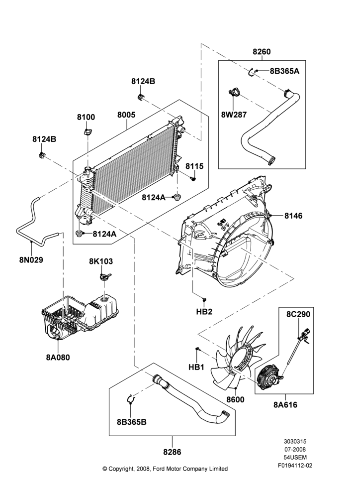 15G - Radiator/Coolant Overflow Container, 5.4L 3V V8; 15/SEP/2008-29/JUN/2009