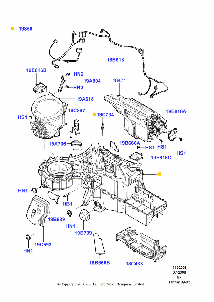 05H - Heater/Air Cond.External Components, With Auxiliary Air Conditioning; 15/SEP/2008-11/AUG/2014