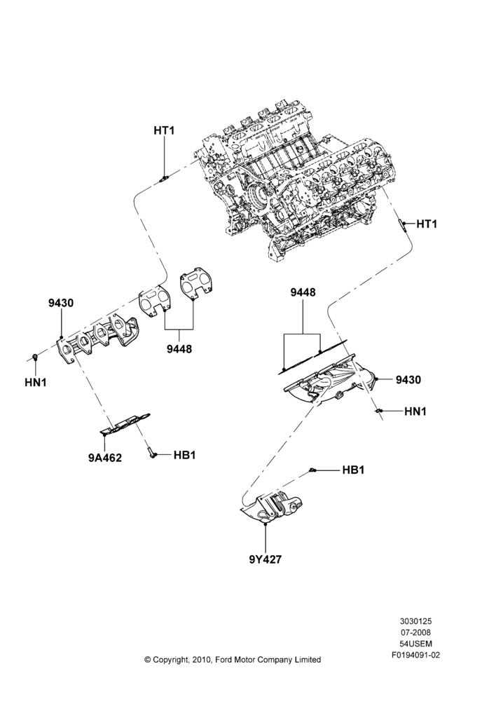 25T - Exhaust Manifold, 5.4L 3V V8; 15/SEP/2008-11/AUG/2014