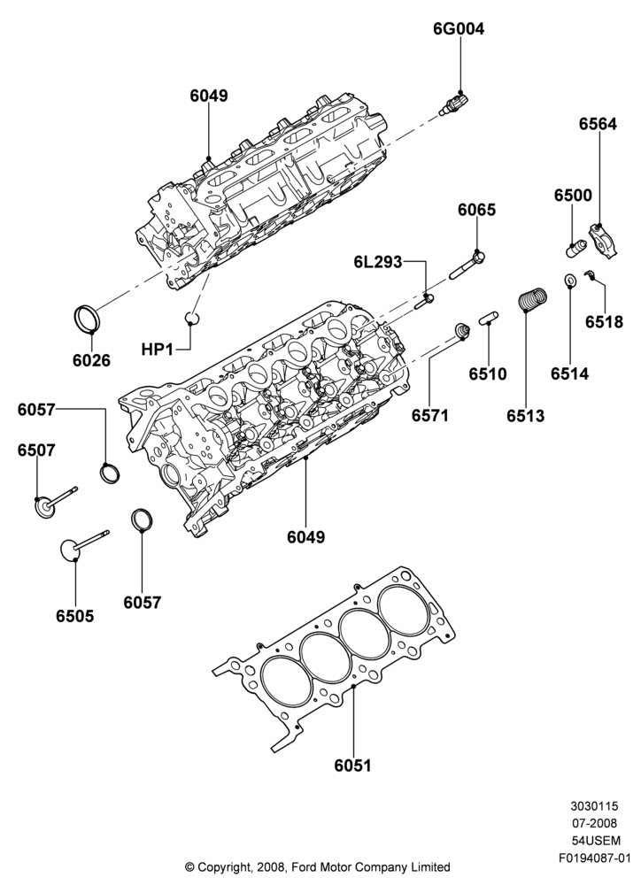 15G - Cylinder Head, 5.4L 3V V8; 15/SEP/2008-11/AUG/2014
