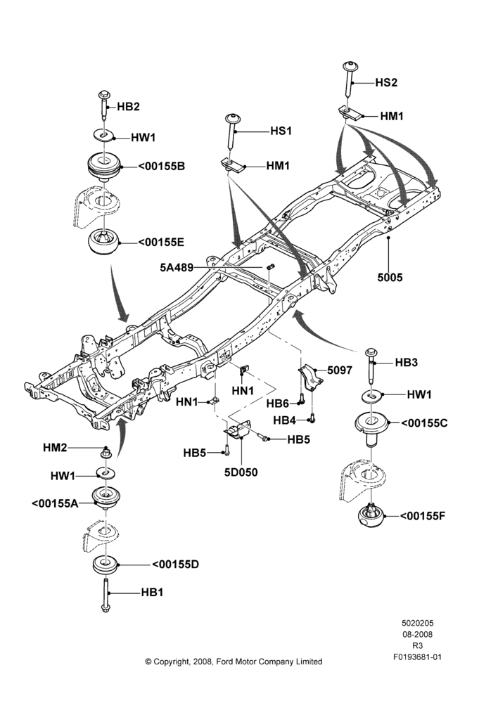 05D - Chassis Frame, 112"/2845MM Wheelbase; 18/AUG/2008-14/SEP/2009