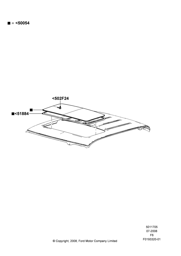 05B - Sliding Roof Panel, Power Tilt/Slide Sun Roof, Production Installed; 18/AUG/2008-23/DEC/2014