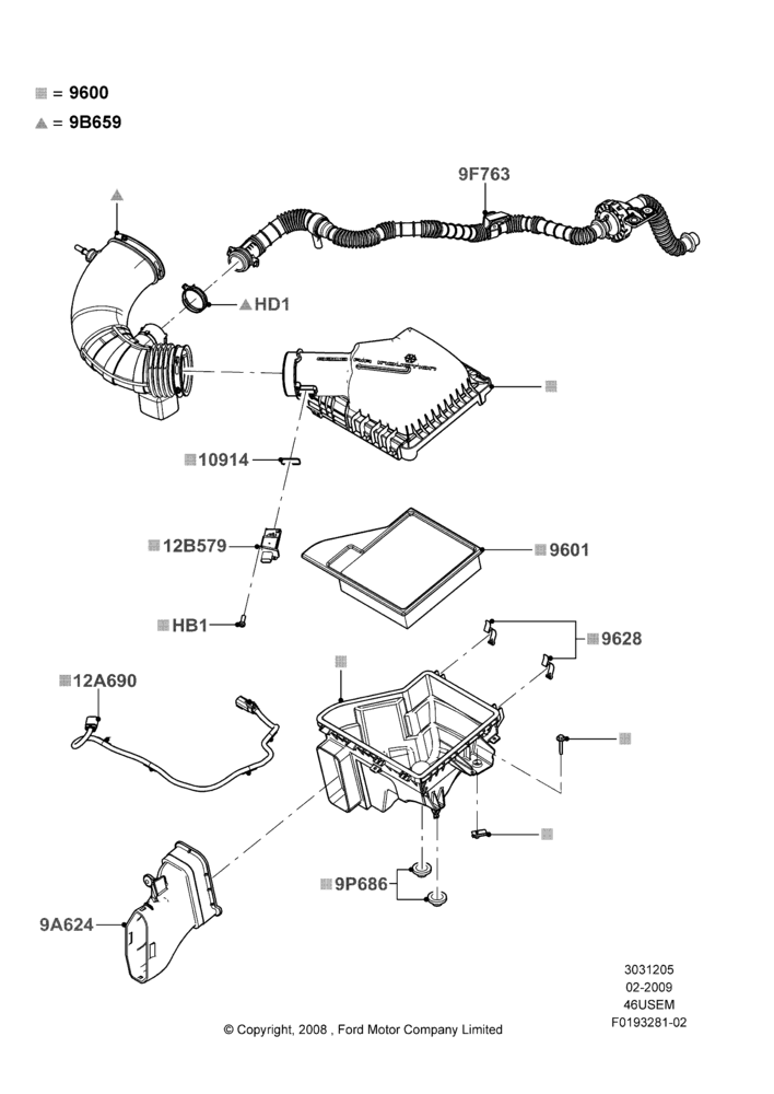 05D - Air Cleaner, 4.6L 3v V8 SOHC EFI, Less Bullitt Appearance Pack; 26/FEB/2009-22/MAR/2010