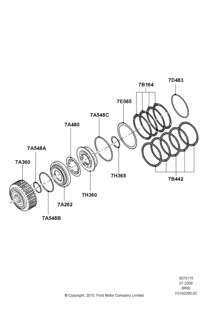 15D - Forward Clutch and Components, 4.6L 3V V8, 6 Speed Automatic Trans (6R80); 18/AUG/2008-03/NOV/2010