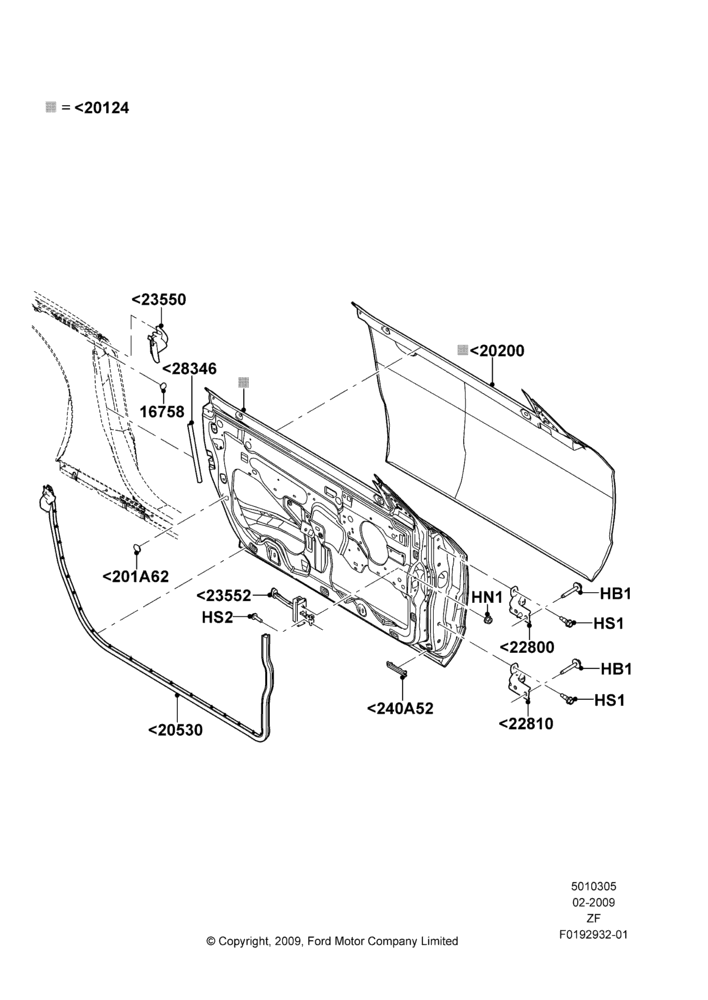 05D - Front Doors, Hinges & Weatherstrips, Convertible; 26/FEB/2009-27/JUN/2014