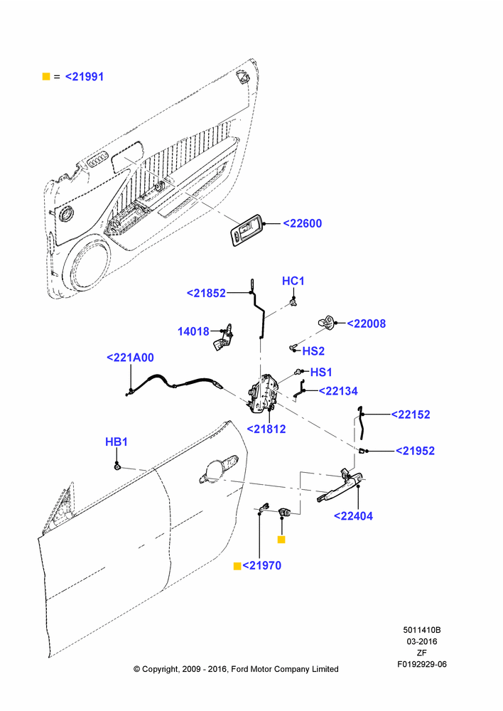10B - Front Door Lock Controls; 26/FEB/2009-27/JUN/2014