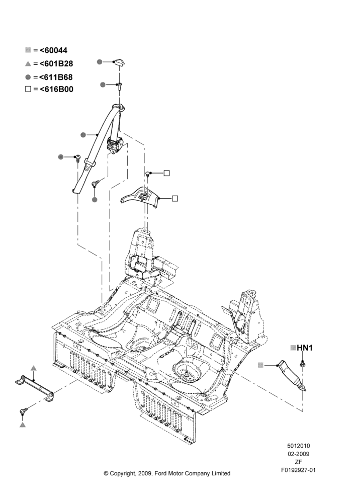 10D - Rear Seat Belts, Convertible; 26/FEB/2009-27/JUN/2014