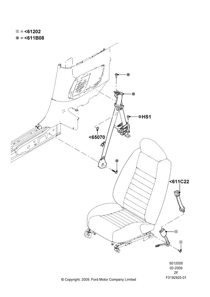 05D - Front Seat Belts, Convertible; 26/FEB/2009-27/JUN/2014