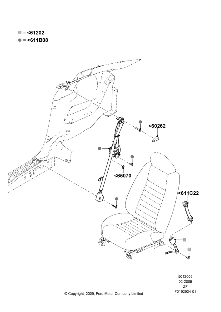 05C - Front Seat Belts, Coupe; 26/FEB/2009-27/JUN/2014
