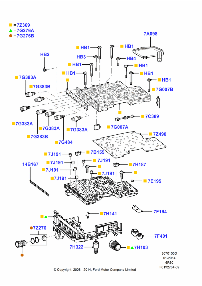 50D - Valve Body - Main Control & Servo's, 6 Speed Automatic Trans (6R80); 18/AUG/2008-03/NOV/2010