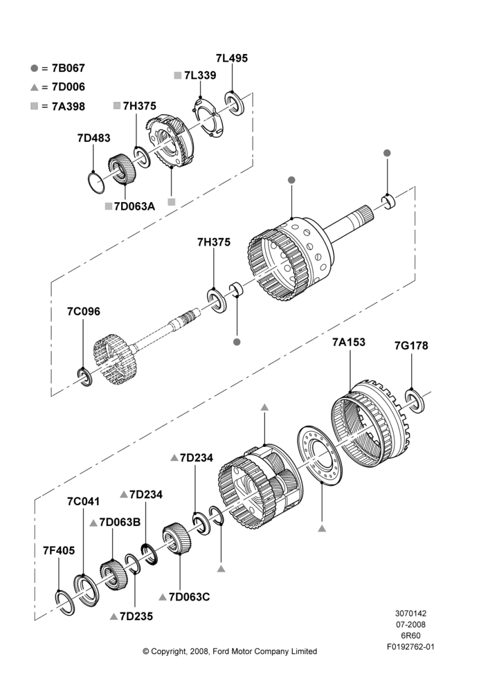 42D - Planetary Gear Sets, 6 Speed Automatic Trans (6R80); 18/AUG/2008-03/NOV/2010