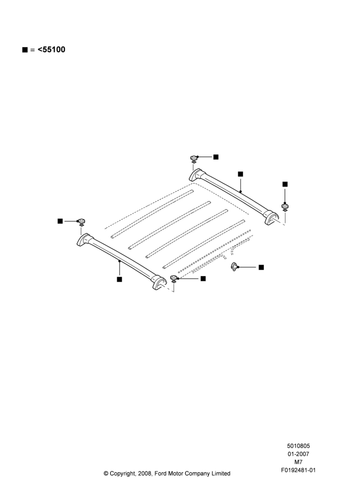 05XB - Roof Rack Systems, Accessory, Elliptical Cross Bars; 08/JAN/2007-23/JUN/2008