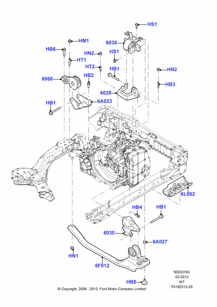 10C - Transmission Mounting, 6 Speed Auto Trans 6F Mid-Range; 23/JUN/2008-29/APR/2012