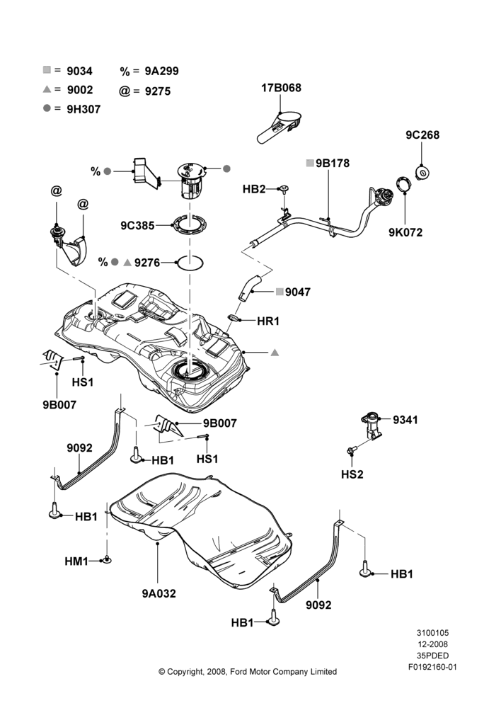 05F - Fuel Tank, 3.5L 4V DOHC VCT SMPI V6 Gas, 4WD; 04/FEB/2009-29/JUL/2012