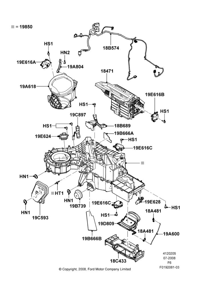 05K - Heater/Air Cond.External Components, All Flow Thru Floor Consoles, Electronic Dual Zone ATC A/C; 18/AUG/2008-20/AUG/2012