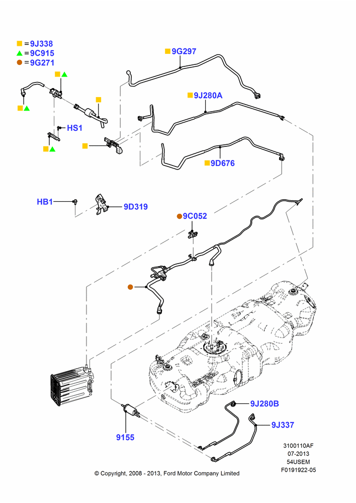 10AF - Fuel Lines, 131"/3327.4MM  Wheelbase, 5.4L 3V V8; 15/SEP/2008-29/JUN/2009