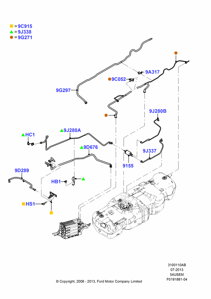 10AB - Fuel Lines, 131"/3327.4MM  Wheelbase, 5.4L 3V V8; 02/AUG/2006-15/SEP/2008