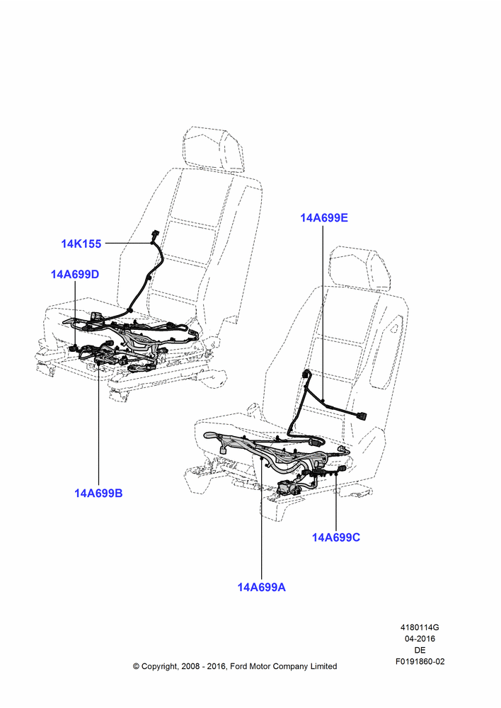 14G - Wiring - Seats, Ford Division Derivative; 04/FEB/2009-29/JUL/2012