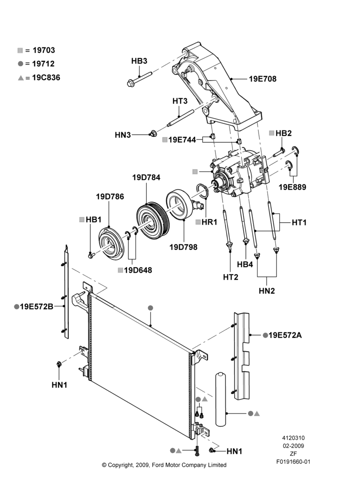 10G - Air Conditioning Condensr/Compressr, 4.0L V6 12V SOHC EFI; 26/FEB/2009-22/MAR/2010