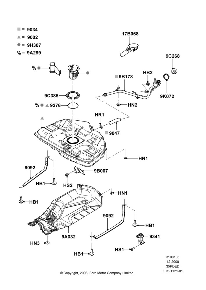 05G - Fuel Tank, 3.5L 4V DOHC VCT SMPI V6 Gas, FWD; 04/FEB/2009-29/JUL/2012