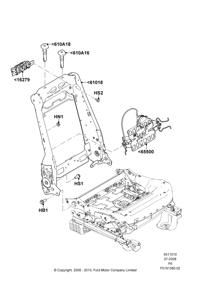 10Q - Front Seat Back, With Pass 10 Way Power Seat Adjust, Passenger Seat; 18/AUG/2008-23/DEC/2014
