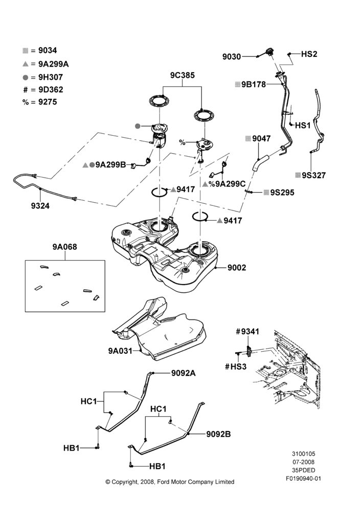 05F - Fuel Tank, 3.5L 4V DOHC VCT SMPI V6 Gas; 13/AUG/2008-15/JUN/2009