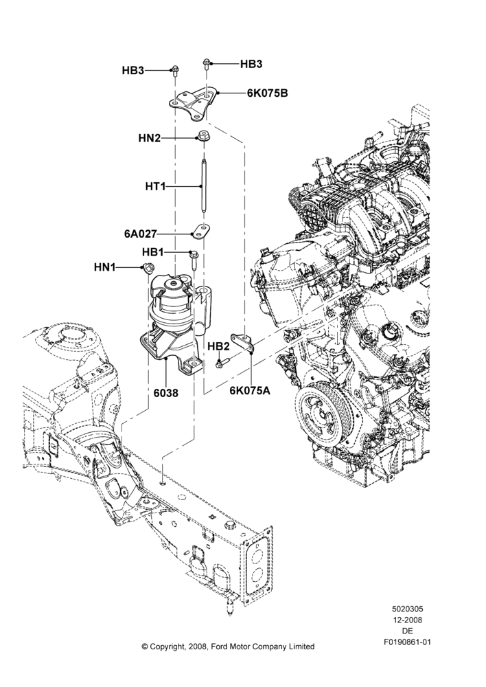 05H - Engine Mounting, 3.5L 4V DOHC VCT SMPI V6 Gas; 04/FEB/2009-29/JUL/2012