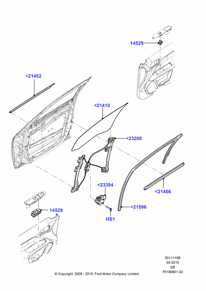 10B - Front Door Glass & Window Controls, Ford Division Derivative, Mercury Division Derivative; 04/FEB/2009-29/JUL/2012