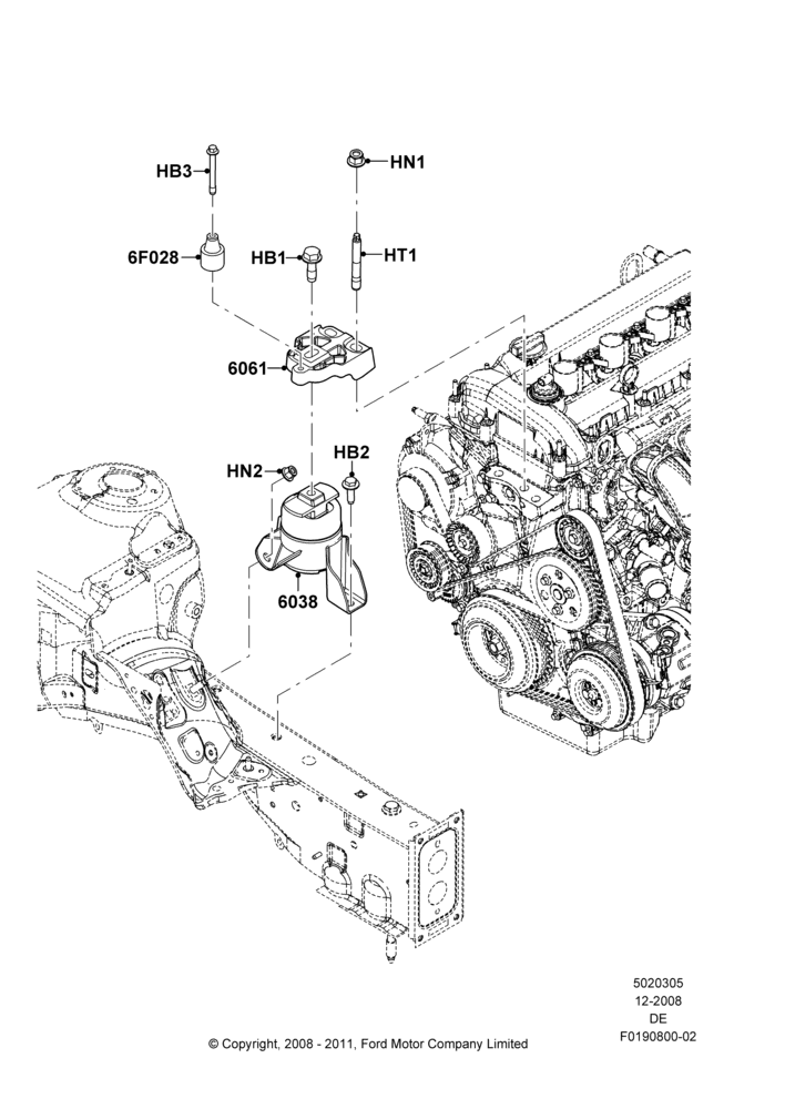 05F - Engine Mounting, 2.5L Duratec HE PFI (170PS); 04/FEB/2009-29/JUL/2012