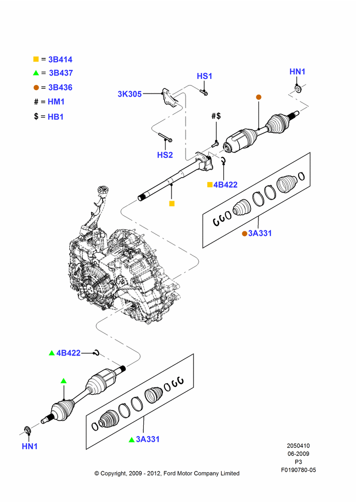 10B - Drive Shaft - Front Axle Drive, 3.5L DOHC T/C V6 Gas; 06/JUL/2009-29/FEB/2012