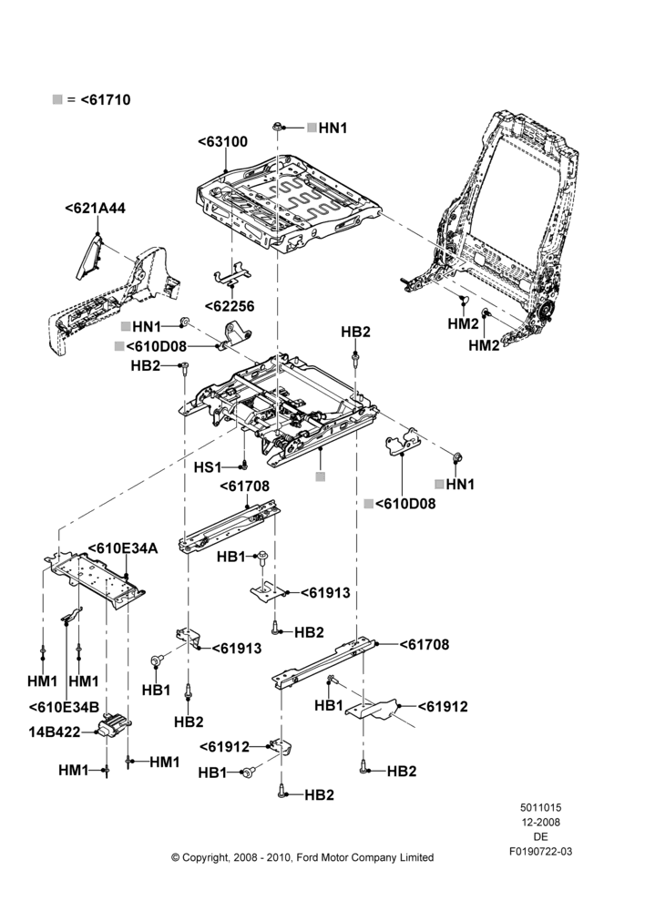 15W - Front Seat Base, Lincoln Division Derivative, With Pass 8 Way Power Seat Adjuster; 04/FEB/2009-29/JUL/2012