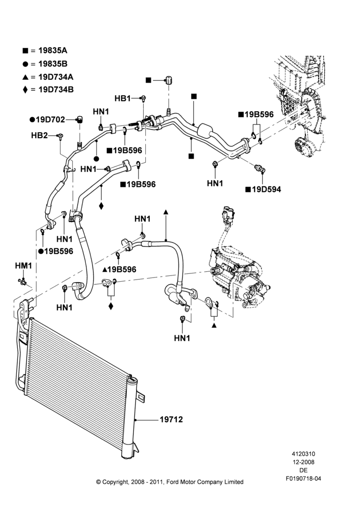 10F - Air Conditioning Condensr/Compressr, 2.5L 4v PFI I4 Gas/Electric, Condenser Assy; 04/FEB/2009-29/JUL/2012