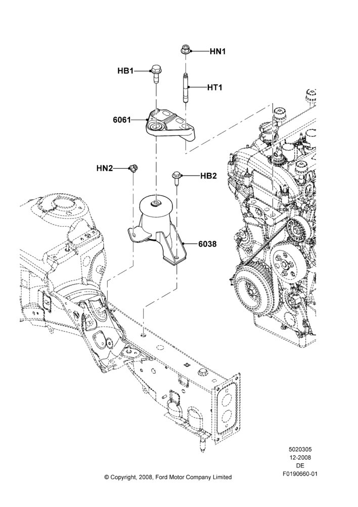 05E - Engine Mounting, 2.5L 4v PFI I4 Gas/Electric; 04/FEB/2009-29/JUL/2012