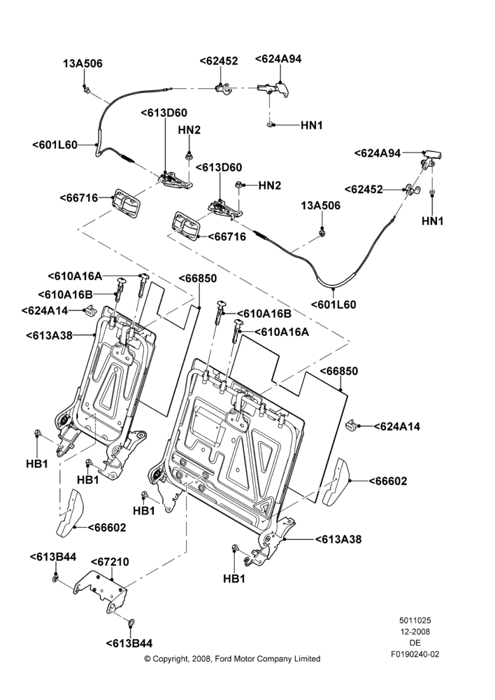 25E - Rear Seat Back, 2.5L 4v PFI I4 Gas/Electric; 04/FEB/2009-26/JUL/2010