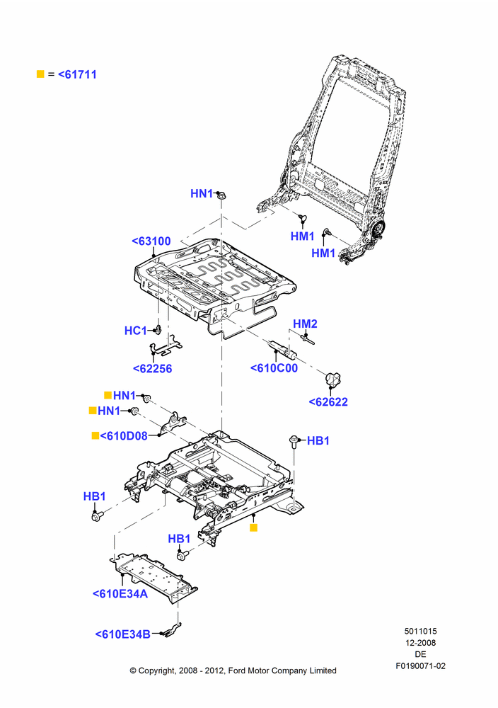 15Q - Front Seat Base, Mercury Division Derivative, With Driver 8 Way Pwr.Seat Adjuster; 04/FEB/2009-31/JAN/2011