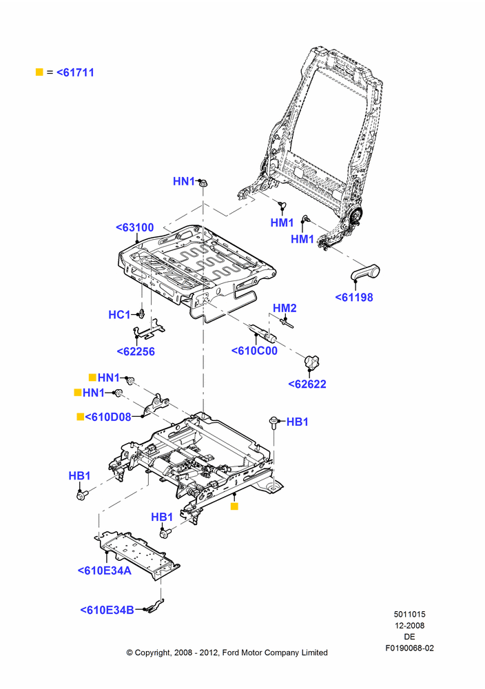 15M - Front Seat Base, Ford Division Derivative, With Driver 6 Way Pwr.Seat Adjuster; 04/FEB/2009-26/JUL/2010